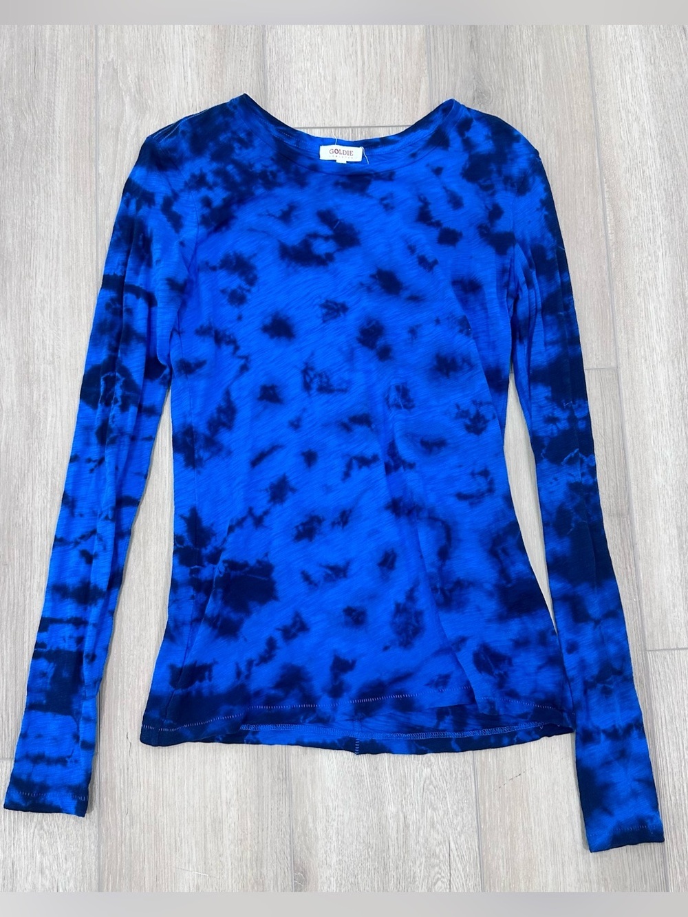 Goldie Lewinter Pima Cotton long sleeve crewneck T shirt blue Lightweight XS